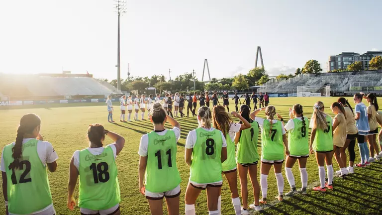 Women's soccer pre-game lineup