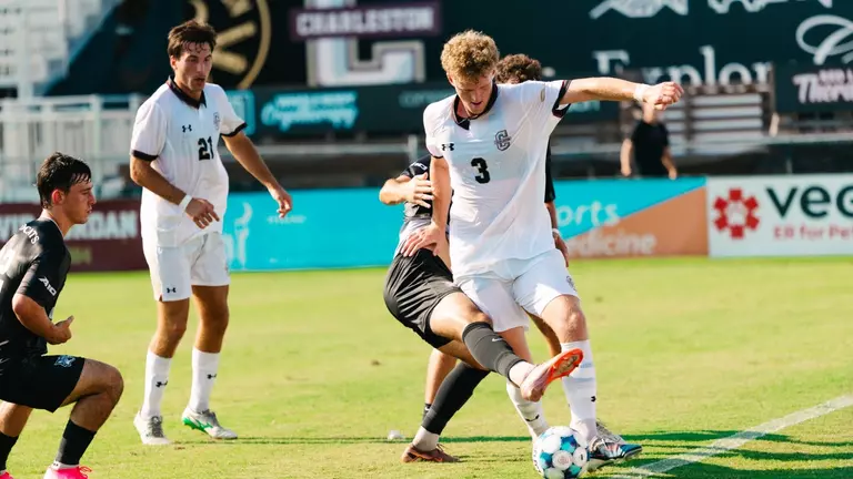 Julian Jordheim battles a defender