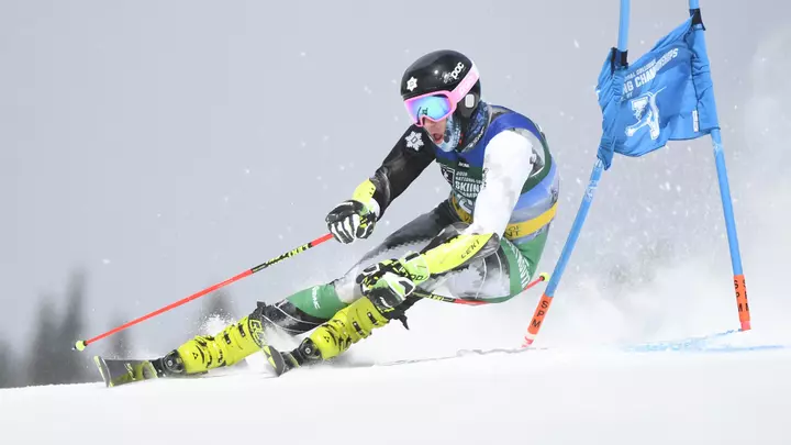 Tanguy Nef on his first run of the 2019 NCAA giant slalom