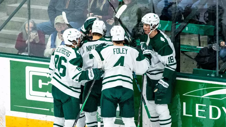 DMIH celebrates a goal vs Cornell