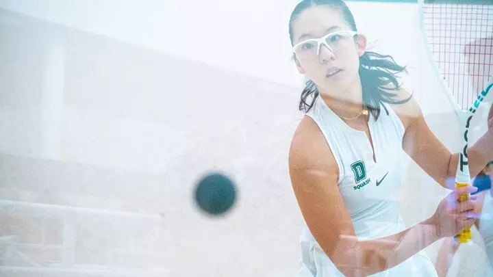 Chelsea Cho plays squash at home