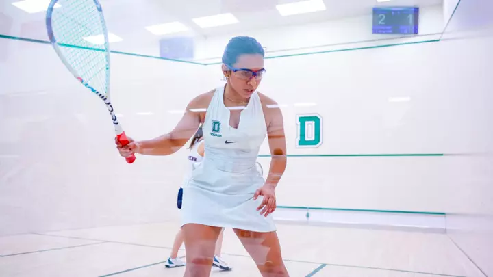 Kriti Muthu playing squash at home