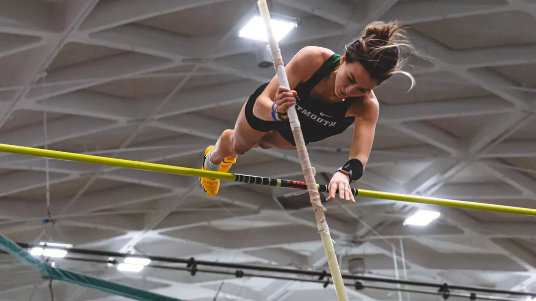 pole vaulter competes at dartmouth's home meet