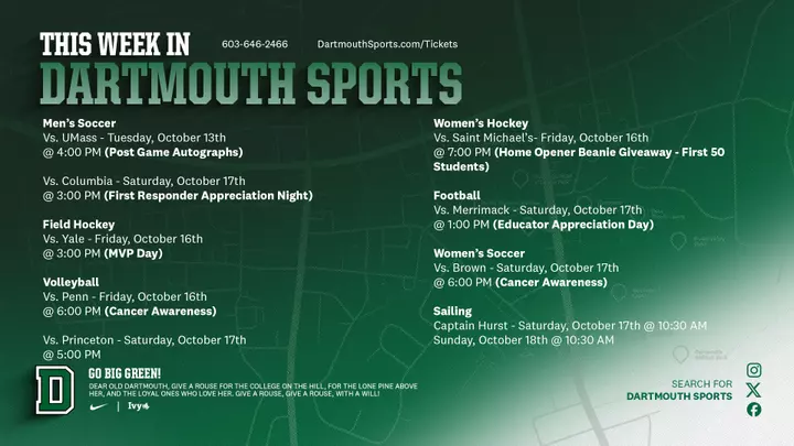 this week in Dartmouth Sports 10.12-10.18