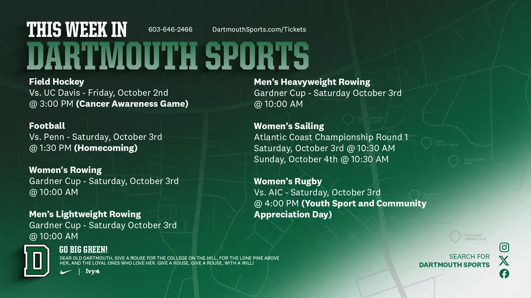This Week in Dartmouth Athletics: 9.28 to 10.4