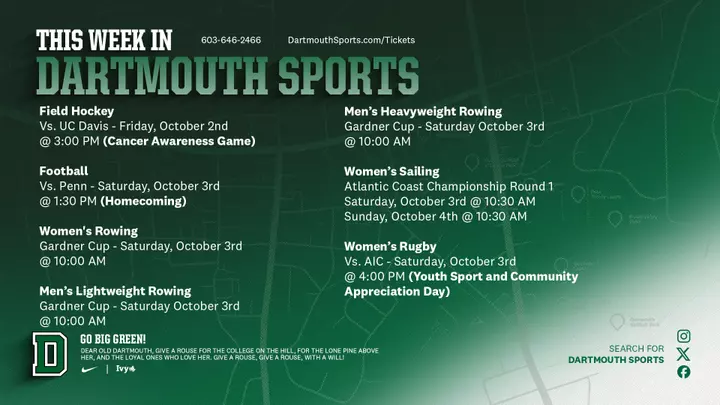 This Week in Dartmouth Athletics: 9.28 to 10.4