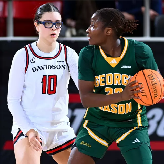 Davidson takes on George Mason in A-10 women’s basketball action at Belk Arena on Wednesday, January 28, 2026 in Davidson, North Carolina. Credit - Tim Cowie/DavidsonPhotos.com @tjcowie