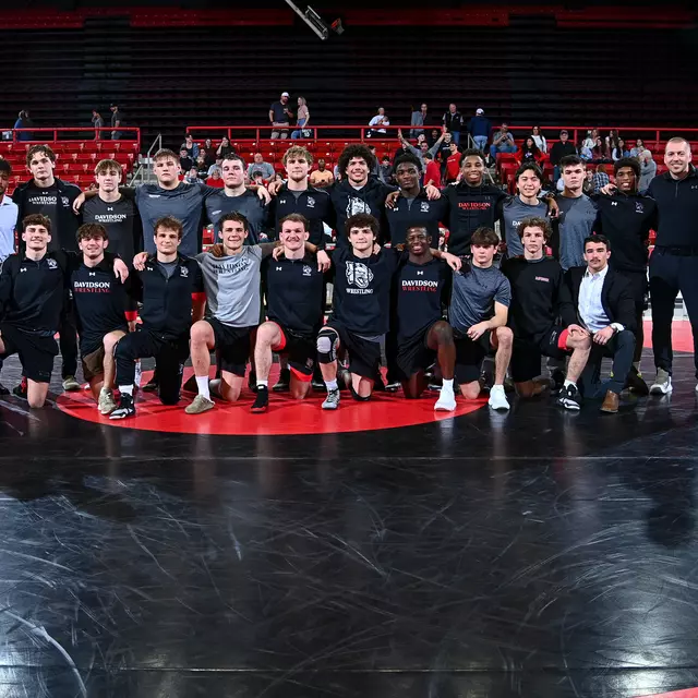 Davidson takes on Campbell in SoCon wrestling action at Belk Arena on Friday, February 20, 2026 in Davidson, North Carolina. Credit - Tim Cowie/DavidsonPhotos.com @tjcowie