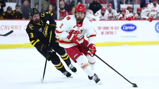 DENVER, COLORADO - NOVEMBER 14: The Denver Pioneers men's ice hockey team takes on Colorado College at Magness Arena in Denver, Colorado. (Photo by Tyler Schank/Clarkson Creative Photography)
