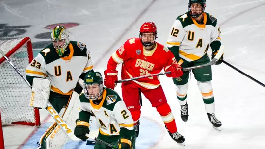 Clarke Caswell in DU hockey's game at Alaska Anchorage on October 2, 2026.