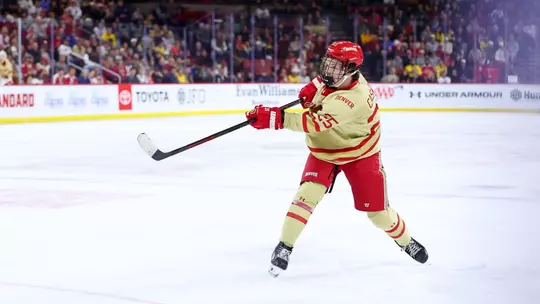 Clarke Caswell during Denver hockey's game vs. Michigan on Oct. 16, 2026 at Magness Arena.