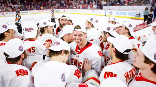 21 MAR 2026: The University of Denver Men's Ice Hockey team takes on Minnesota Duluth in the Frozen Faceoff Championship at Magness Arena on the University of Denver campus in Denver, CO. (Michael Ciaglo/Clarkson Creative Photography)