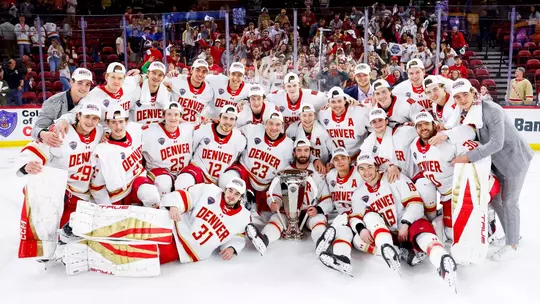 21 MAR 2026: The University of Denver Men's Ice Hockey team takes on Minnesota Duluth in the Frozen Faceoff Championship at Magness Arena on the University of Denver campus in Denver, CO. (Michael Ciaglo/Clarkson Creative Photography)