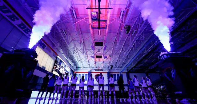 Team lines up to watch their introductory video