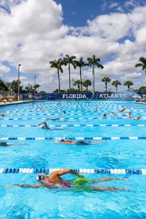 BOCA RATON, FL - OCTOBER 19: FAU Swim and Dive vs Keiser at the FAU Aquatics Center on October 18, 2025 (Photo by Mauricio Paiz)
