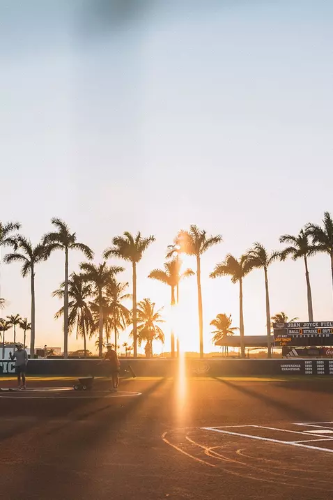 Sunset at Joan Joyce Field at FAU Softball Stadium during game against Wisconsin