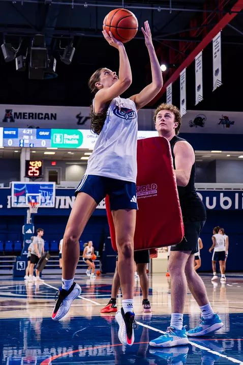 Juju Leroux laying up the ball in practice