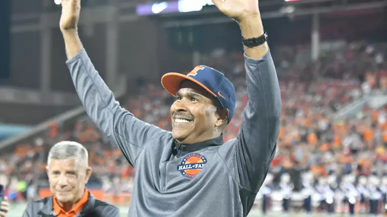 David Williams Hall of Fame recognition.
Illinois football vs. Nebraska in Champaign
September 21, 2019