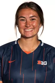 CHAMPAIGN, IL - August 07, 2023 - Illinois Midfielder Joanna Verzosa-Dolezal (#21) headshot taken during the 2023 Production Day at the Susan and Clint Atkins Baseball Training Center in Champaign, IL. Photo By Kevin Snyder
