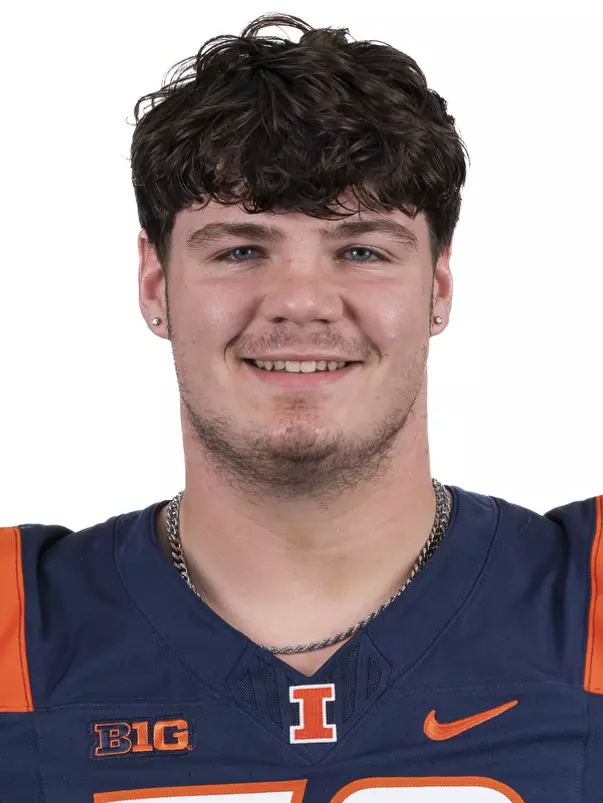 CHAMPAIGN, IL - August 12, 2023 - Illinois Offensive Lineman Zach Aamland (#70) headshot taken during 2023 Media Day at Memorial Stadium in Champaign, IL. Photo By Kevin Snyder