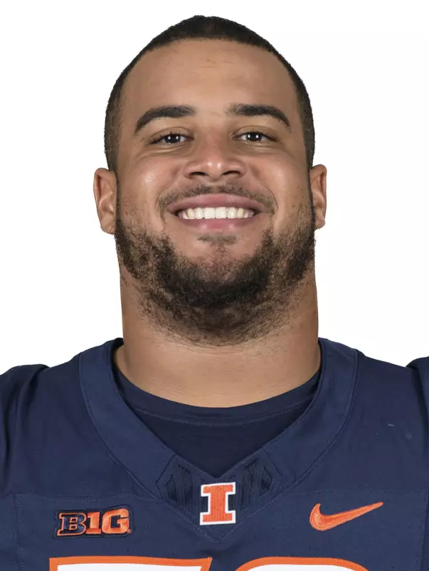 CHAMPAIGN, IL - August 12, 2023 - Illinois Offensive Lineman Isaiah Adams (#78) headshot taken during 2023 Media Day at Memorial Stadium in Champaign, IL. Photo By Della Perrone