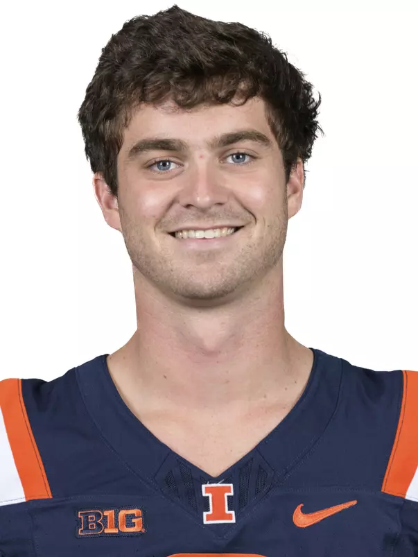CHAMPAIGN, IL - August 12, 2023 - Illinois Quarterback Luke Altmyer (#9) headshot taken during 2023 Media Day at Memorial Stadium in Champaign, IL. Photo By Della Perrone