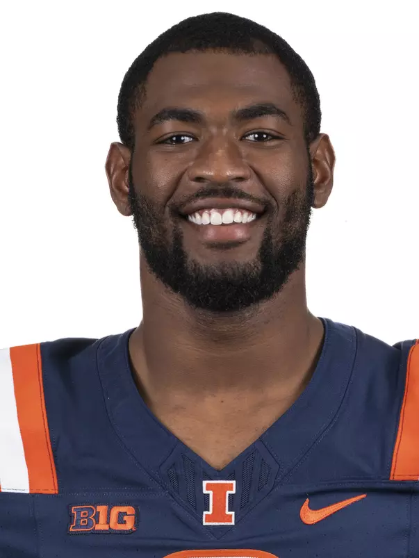 CHAMPAIGN, IL - August 12, 2023 - Illinois Linebacker Tarique Barnes (#8) headshot taken during 2023 Media Day at Memorial Stadium in Champaign, IL. Photo By Kevin Snyder