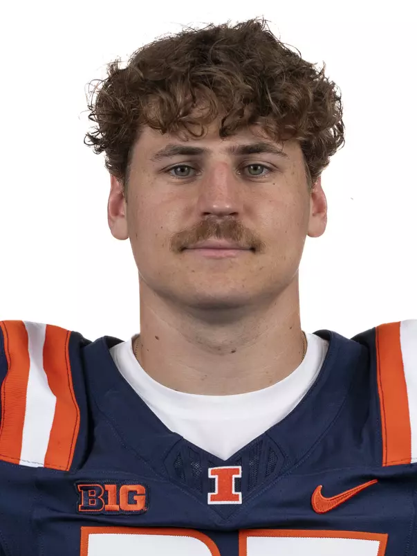 CHAMPAIGN, IL - August 12, 2023 - Illinois Defensive Back Matthew Bobak (#27) headshot taken during 2023 Media Day at Memorial Stadium in Champaign, IL. Photo By Kevin Snyder