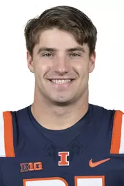CHAMPAIGN, IL - August 12, 2023 - Illinois Defensive Back Clayton Bush (#21) headshot taken during 2023 Media Day at Memorial Stadium in Champaign, IL. Photo By Della Perrone
