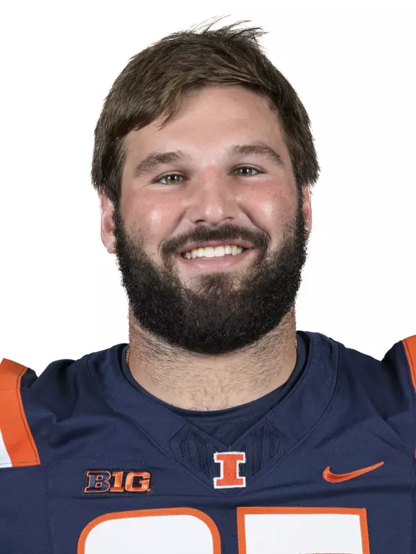 CHAMPAIGN, IL - August 12, 2023 - Illinois Defensive Lineman Dylan Davis (#95) headshot taken during 2023 Media Day at Memorial Stadium in Champaign, IL. Photo By Della Perrone