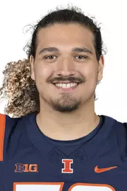 CHAMPAIGN, IL - August 12, 2023 - Illinois Offensive Lineman Luciano Elias (#79) headshot taken during 2023 Media Day at Memorial Stadium in Champaign, IL. Photo By Della Perrone