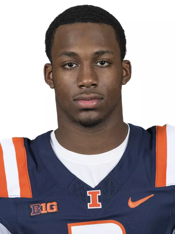 CHAMPAIGN, IL - August 12, 2023 - Illinois Wide Receiver Malik Elzy (#2) headshot taken during 2023 Media Day at Memorial Stadium in Champaign, IL. Photo By Della Perrone