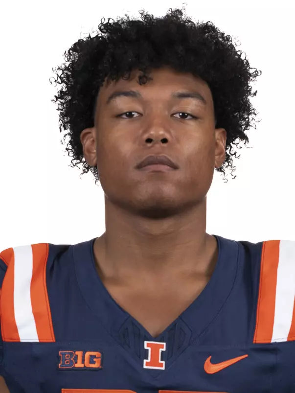 CHAMPAIGN, IL - August 12, 2023 - Illinois Running Back Jean-Marc Etienne (#22) headshot taken during 2023 Media Day at Memorial Stadium in Champaign, IL. Photo By Kevin Snyder