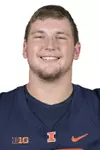 CHAMPAIGN, IL - August 12, 2023 - Illinois Offensive Lineman Josh Gesky (#73) headshot taken during 2023 Media Day at Memorial Stadium in Champaign, IL. Photo By Della Perrone