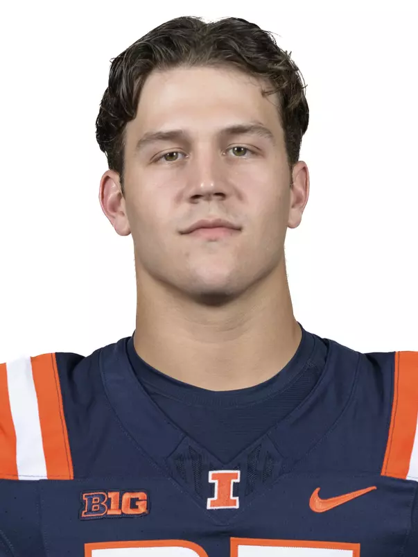 CHAMPAIGN, IL - August 12, 2023 - Illinois Defensive Back Grayson Griffin (#35) headshot taken during 2023 Media Day at Memorial Stadium in Champaign, IL. Photo By Della Perrone