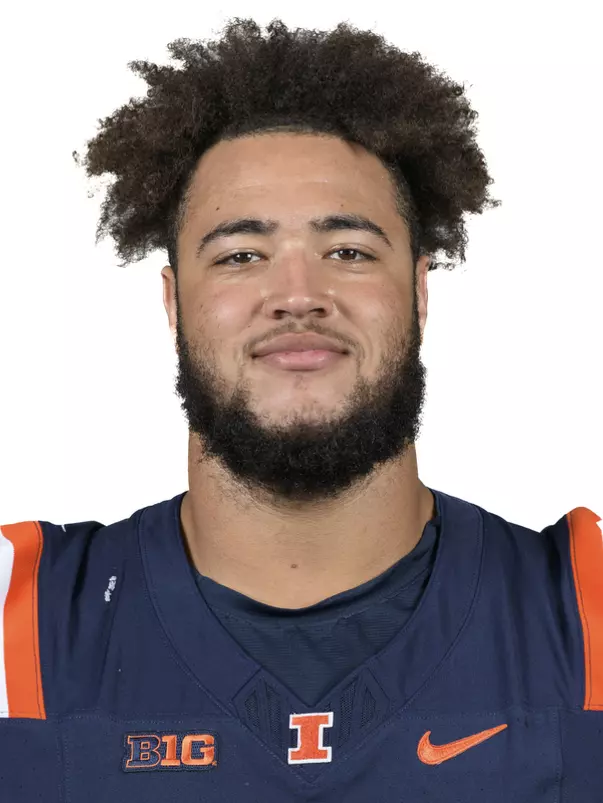 CHAMPAIGN, IL - August 12, 2023 - Illinois Offensive Lineman Devin Hale (#53) headshot taken during 2023 Media Day at Memorial Stadium in Champaign, IL. Photo By Della Perrone
