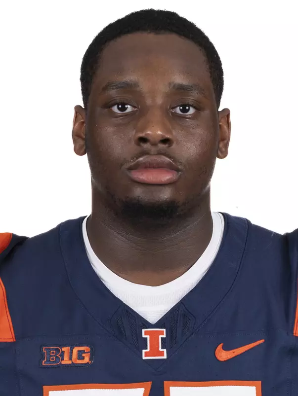 CHAMPAIGN, IL - August 12, 2023 - Illinois Offensive Lineman Brandon Henderson (#75) headshot taken during 2023 Media Day at Memorial Stadium in Champaign, IL. Photo By Kevin Snyder