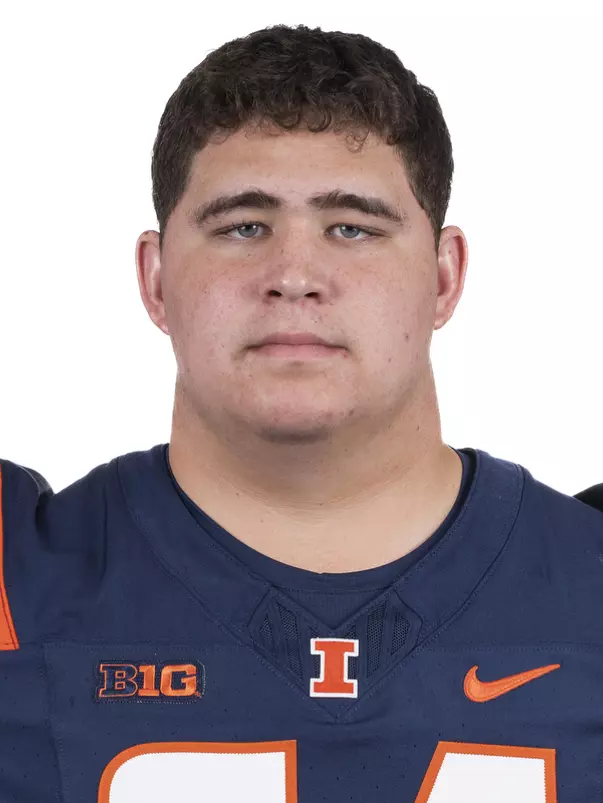 CHAMPAIGN, IL - August 12, 2023 - Illinois Offensive Lineman Josh Kreutz (#64) headshot taken during 2023 Media Day at Memorial Stadium in Champaign, IL. Photo By Kevin Snyder