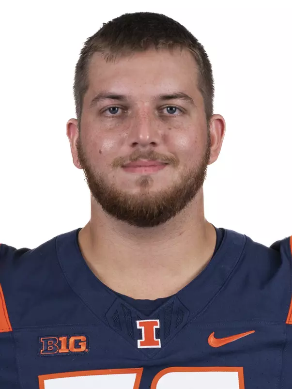 CHAMPAIGN, IL - August 12, 2023 - Illinois Offensive Lineman Clayton Leonard (#76) headshot taken during 2023 Media Day at Memorial Stadium in Champaign, IL. Photo By Kevin Snyder
