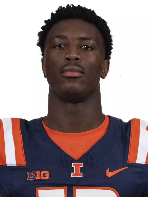 CHAMPAIGN, IL - August 12, 2023 - Illinois Defensive Back Elijah Mc-Cantos (#12) headshot taken during 2023 Media Day at Memorial Stadium in Champaign, IL. Photo By Kevin Snyder
