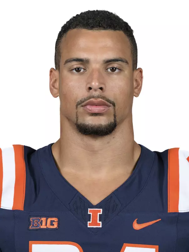 CHAMPAIGN, IL - August 12, 2023 - Illinois Linebacker Ryan Meed (#34) headshot taken during 2023 Media Day at Memorial Stadium in Champaign, IL. Photo By Della Perrone