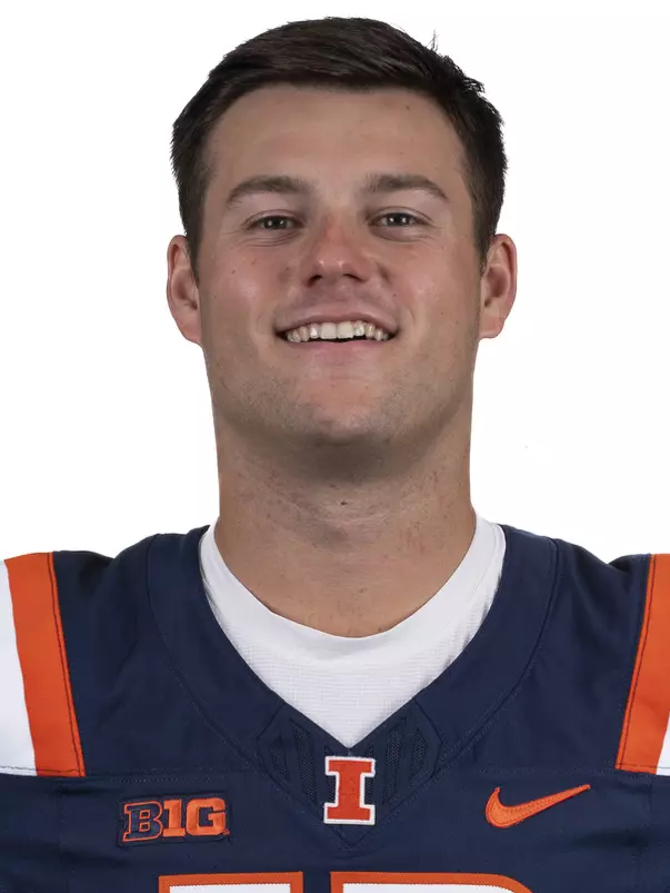 CHAMPAIGN, IL - August 12, 2023 - Illinois Quarterback Kirkland Michaux (#12) headshot taken during 2023 Media Day at Memorial Stadium in Champaign, IL. Photo By Kevin Snyder