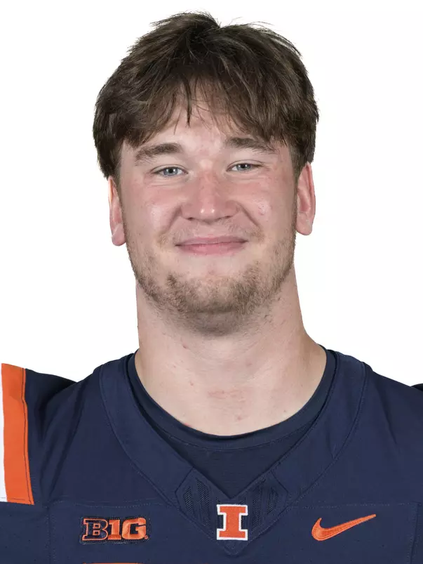 CHAMPAIGN, IL - August 12, 2023 - Illinois Offensive Lineman Magnus Møller (#56) headshot taken during 2023 Media Day at Memorial Stadium in Champaign, IL. Photo By Della Perrone