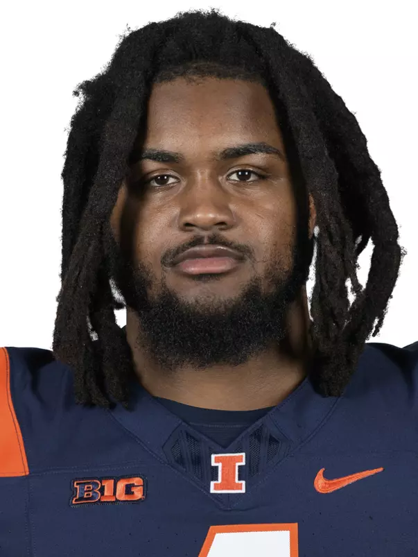 CHAMPAIGN, IL - August 12, 2023 - Illinois Defensive Lineman Jer'Zhan “Johnny” Newton (#4) headshot taken during 2023 Media Day at Memorial Stadium in Champaign, IL. Photo By Della Perrone