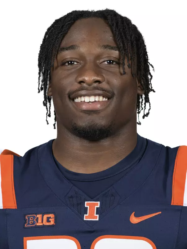 CHAMPAIGN, IL - August 12, 2023 - Illinois Linebacker Kenenna Odeluga (#39) headshot taken during 2023 Media Day at Memorial Stadium in Champaign, IL. Photo By Della Perrone