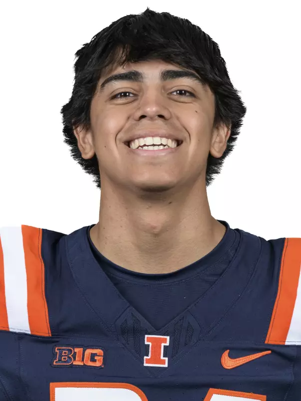 CHAMPAIGN, IL - August 12, 2023 - Illinois Kicker David Olano (#24) headshot taken during 2023 Media Day at Memorial Stadium in Champaign, IL. Photo By Della Perrone