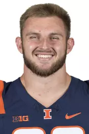 CHAMPAIGN, IL - August 12, 2023 - Illinois Tight End Tip Reiman (#89) headshot taken during 2023 Media Day at Memorial Stadium in Champaign, IL. Photo By Della Perrone