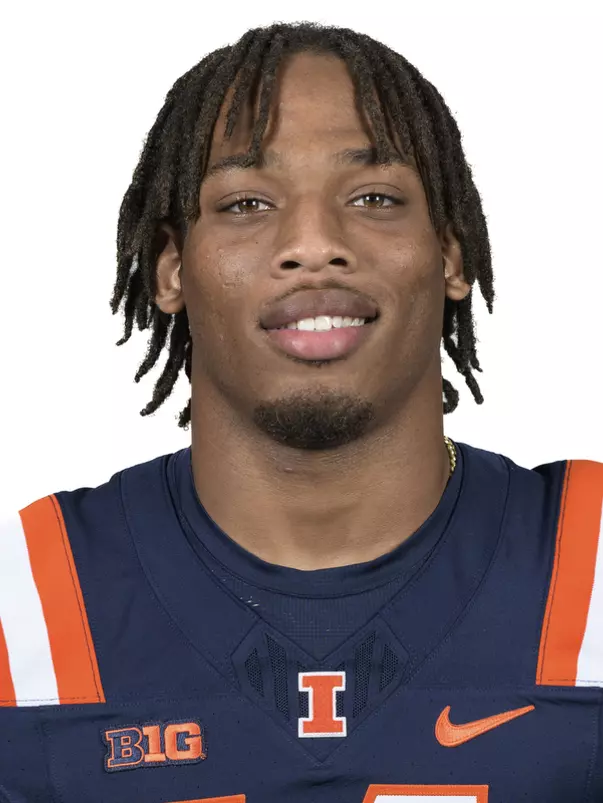 CHAMPAIGN, IL - August 12, 2023 - Illinois Defensive Back Xavier Scott (#14) headshot taken during 2023 Media Day at Memorial Stadium in Champaign, IL. Photo By Della Perrone