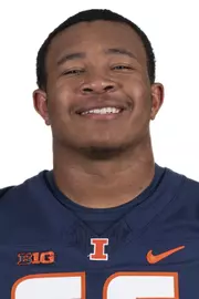 CHAMPAIGN, IL - August 12, 2023 - Illinois Offensive Lineman Jordyn Slaughter (#66) headshot taken during 2023 Media Day at Memorial Stadium in Champaign, IL. Photo By Kevin Snyder