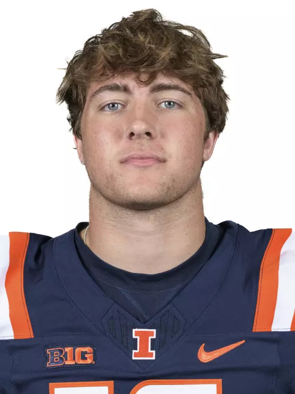 CHAMPAIGN, IL - August 12, 2023 - Illinois Quarterback Cal Swanson (#16) headshot taken during 2023 Media Day at Memorial Stadium in Champaign, IL. Photo By Della Perrone